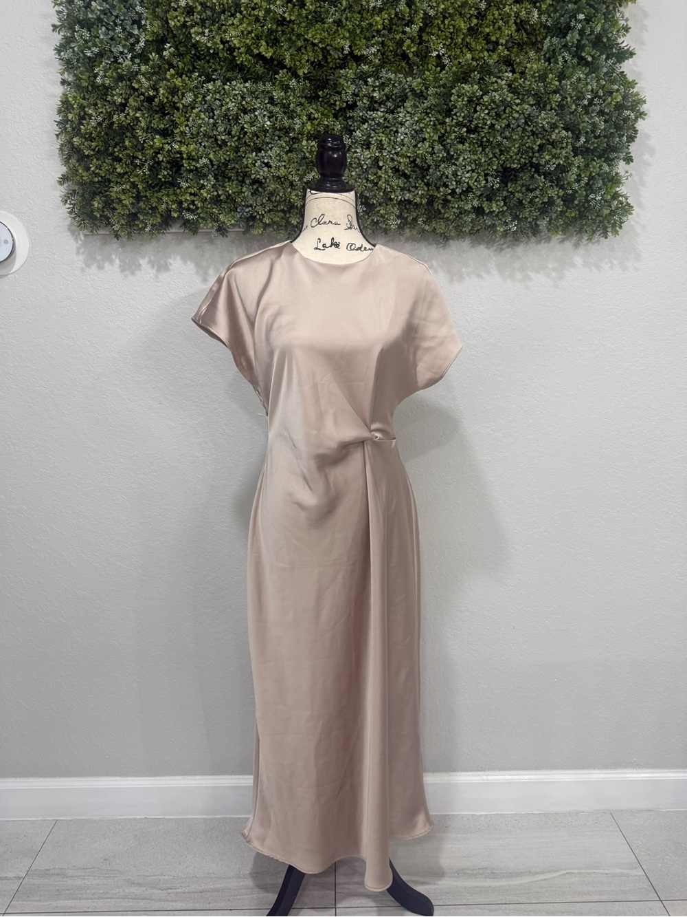 Zara Satin Maxi Dress in Blush Beige